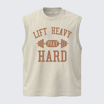 Washed Tank Top - Lift Heavy Pray Hard