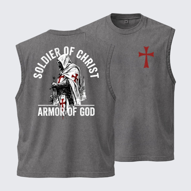 Washed Tank Top -  Soldier of Christ Armor Of God Crusader Spirit