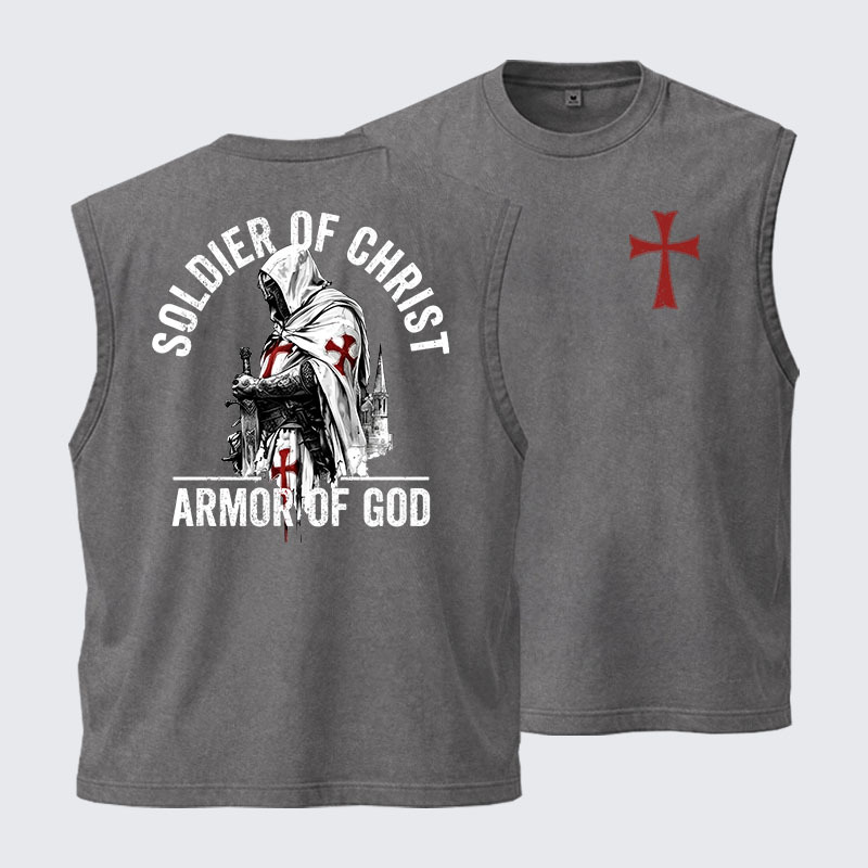 Washed Tank Top -  Soldier of Christ Armor Of God Crusader Spirit