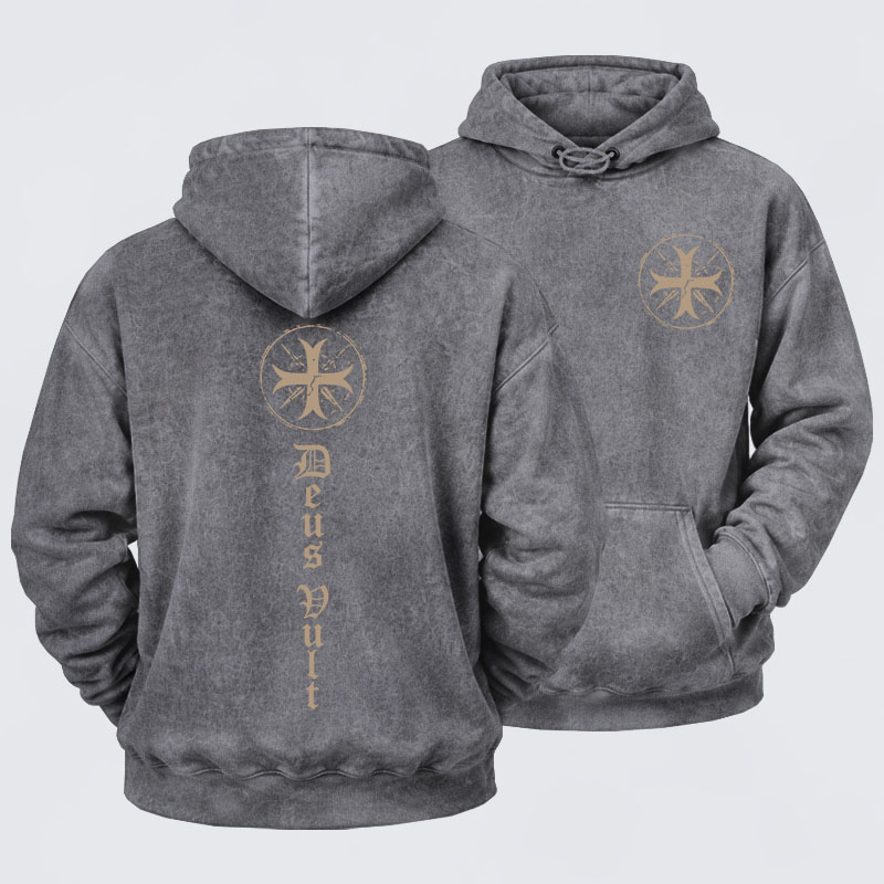 Washed Hoodie - Deus Vult