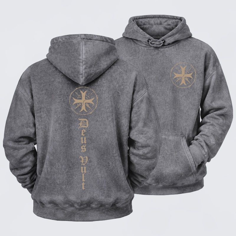 Washed Hoodie - Deus Vult