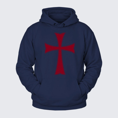 Plush Fleece-Lined Hoodie - Knights Templar Crusader Cross