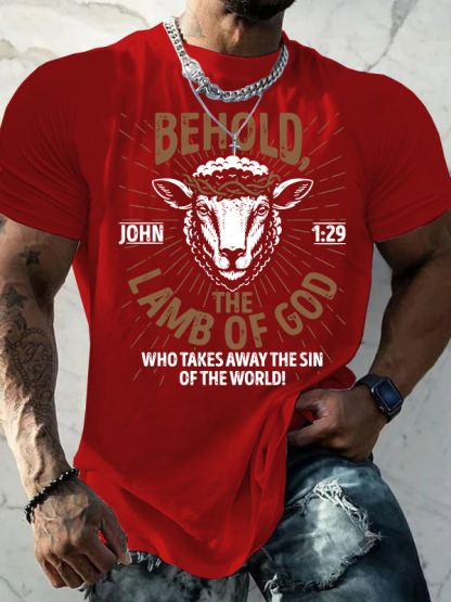 Behold The Lamb Of God - John 1:29 Jesus God Christian Cotton T-Shirt