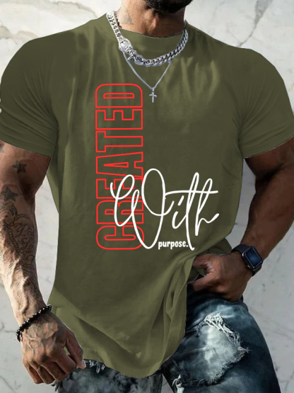 Created with Purpose Jesus God Christian Cotton T-Shirt