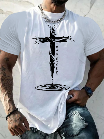 I Left It in the Water Jesus God Christian Cotton T-Shirt