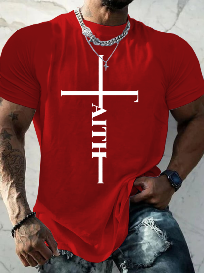 Faith Cross Jesus God Christian Cotton T-Shirt