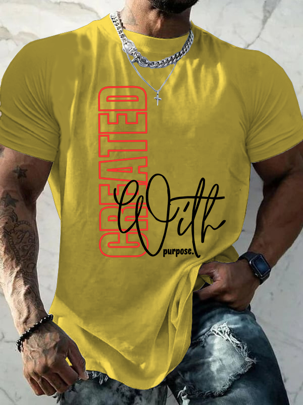 Created with Purpose Jesus God Christian Cotton T-Shirt