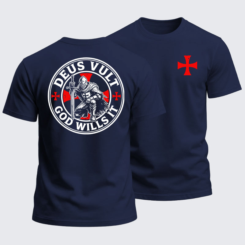 Heavyweight Cotton Tee - Knights Templar Deus Vult