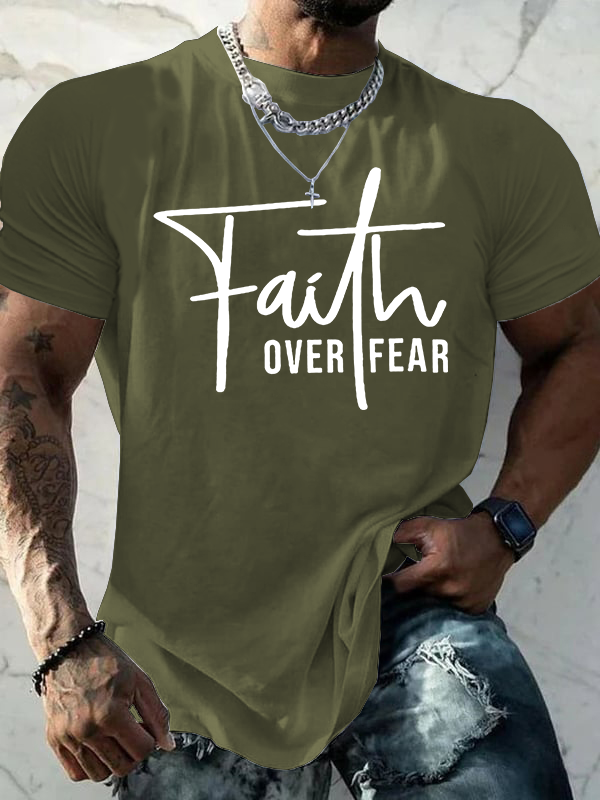 Faith Over Fear Cross Christian Cotton T-Shirt