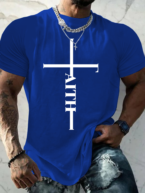Faith Cross Jesus God Christian Cotton T-Shirt