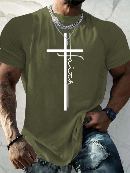 Faith Cross  Jesus God Christian Cotton T-Shirt