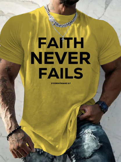 Faith Never Fails Jesus God Christian Cotton T-Shirt