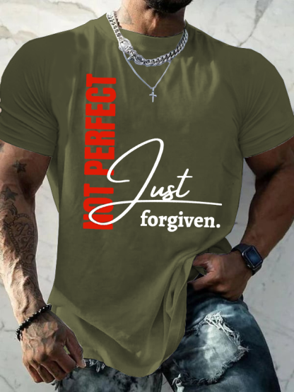 Not Perfect Just Forgiven  Jesus God Christian Cotton T-Shirt