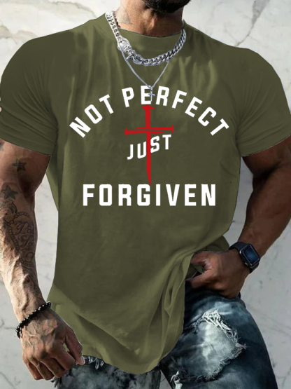 Not Perfect Just Forgiven Jesus God Christian Cotton T-Shirt