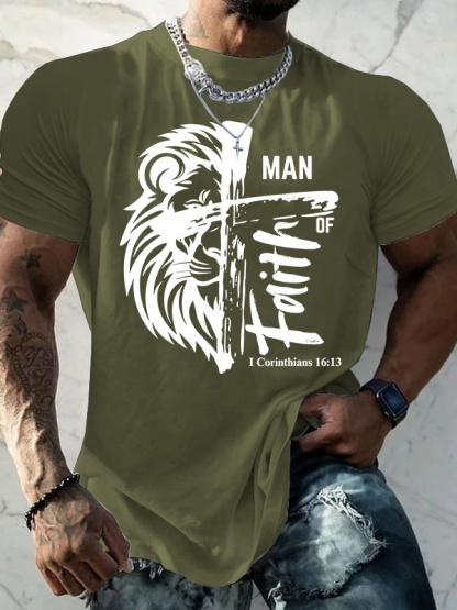 Man Of Faith Jesus God Christian Cotton T-Shirt