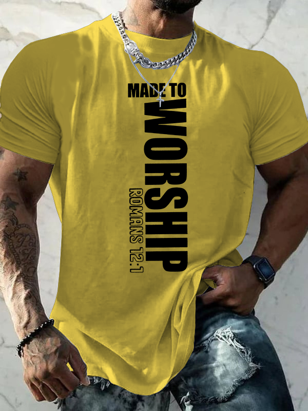 Made to Worship  Jesus God Christian Cotton T-Shirt