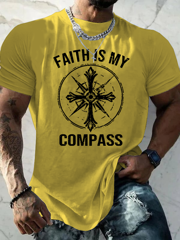Faith Is My Compass Jesus God Christian Cotton T-Shirt