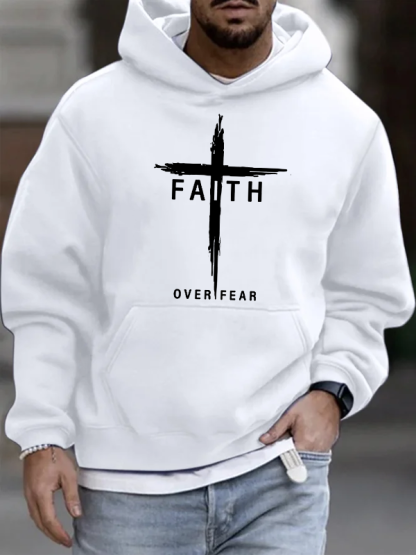 Faith Over Fear Cross Christian Cotton Hoodie