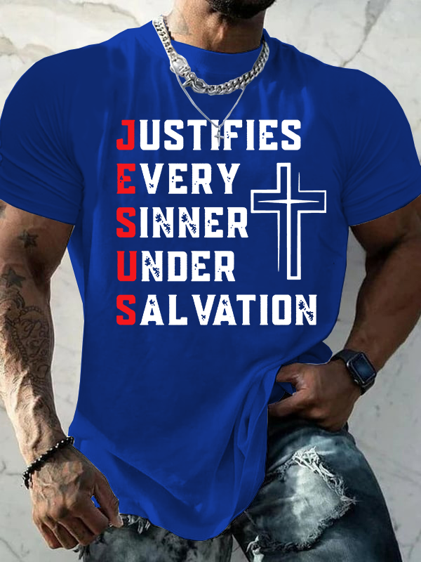 Man Of God Husband Dad Jesus God Christian Cotton T-Shirt