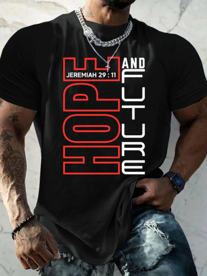 Hope and Future Jeremiah 29:11 Jesus God Christian Cotton T-Shirt