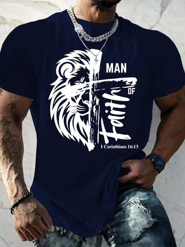 Man Of Faith Jesus God Christian Cotton T-Shirt