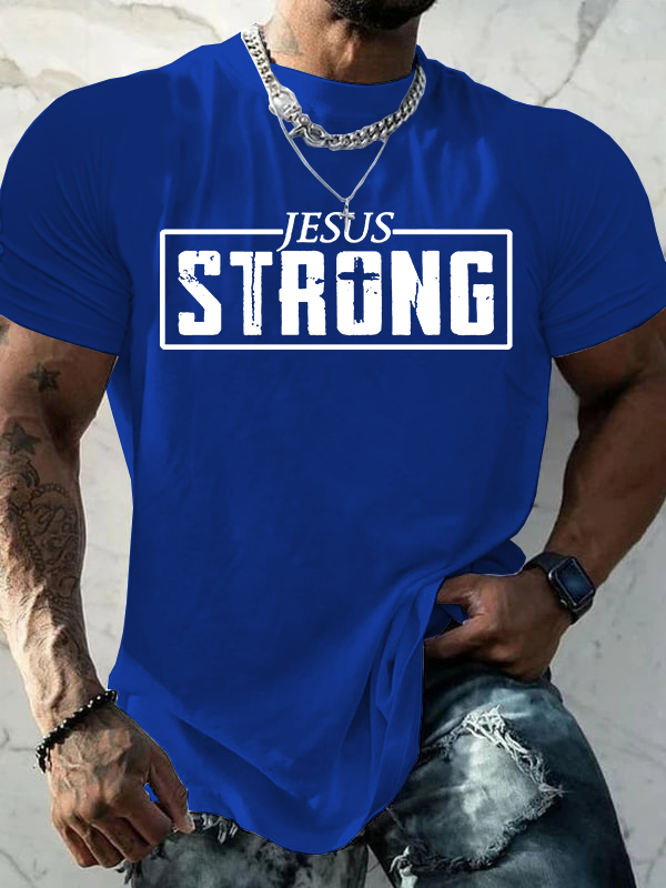 Jesus Strong Jesus God Christian Cotton T-Shirt