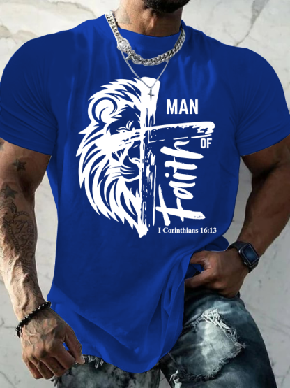 Man Of Faith Jesus God Christian Cotton T-Shirt