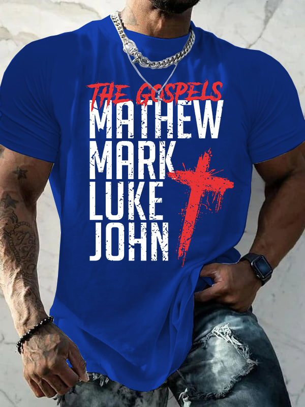 The Gospels  Matthew, Mark, Luke & John  Jesus God Christian Cotton T-Shirt