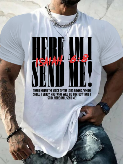 Isaiah 6:8 – “Send Me”  Jesus God Christian Cotton T-Shirt