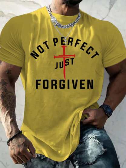 Not Perfect Just Forgiven Jesus God Christian Cotton T-Shirt