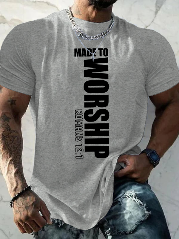Made to Worship  Jesus God Christian Cotton T-Shirt