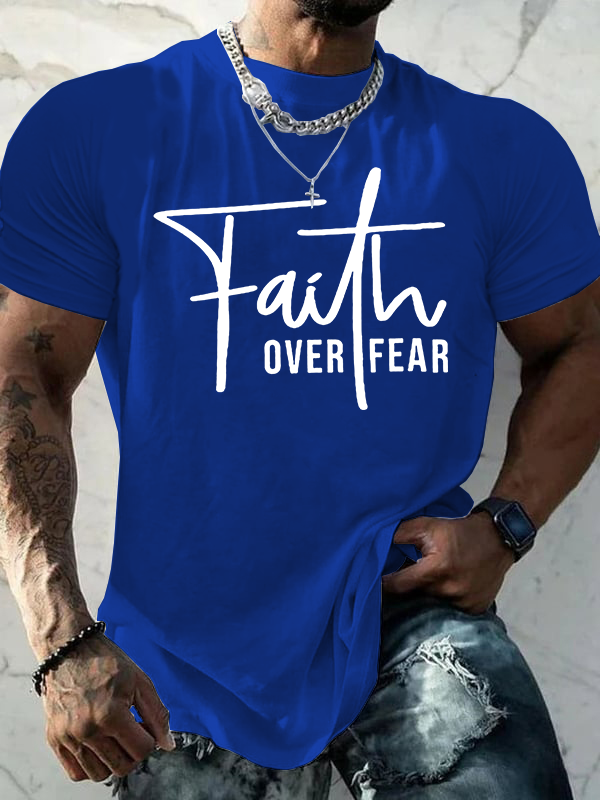 Faith Over Fear Cross Christian Cotton T-Shirt