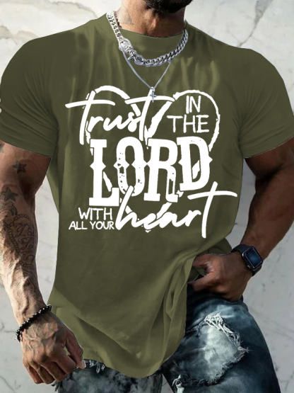 Trust In Lord With All Your Heart Jesus God Christian Cotton T-Shirt