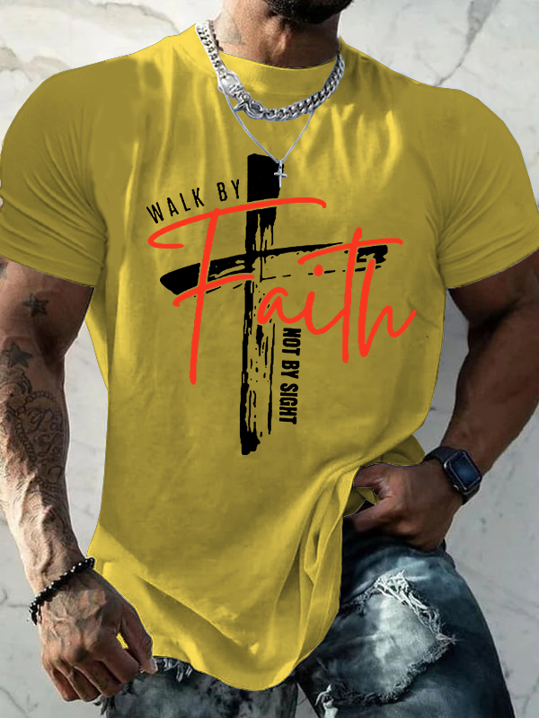 Walk By Faith Not By Sight Jesus God Christian Cotton T-Shirt
