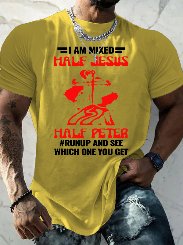 Man Of God Husband Dad Jesus God Christian Cotton T-Shirt