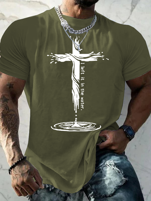 I Left It in the Water Jesus God Christian Cotton T-Shirt
