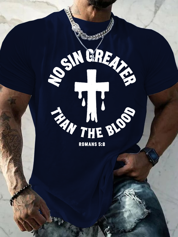 No Sin Greater Than The Blood Jesus God Christian Cotton T-Shirt