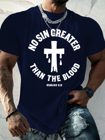 No Sin Greater Than The Blood Jesus God Christian Cotton T-Shirt