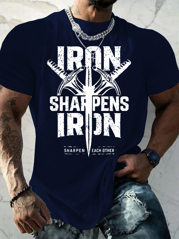 Iron Sharpens Iron Jesus God Christian Cotton T-Shirt