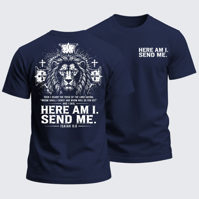 Heavyweight Cotton Tee - Here I Am Send Me Isaiah 6:8