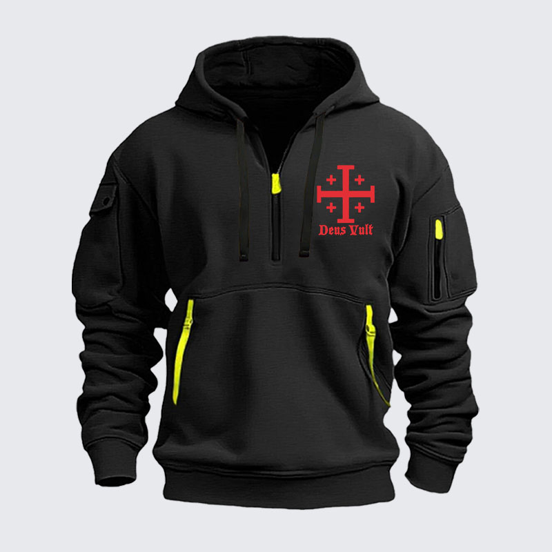 Zipper Hoodies - Jerusalem Cross Deus Vult