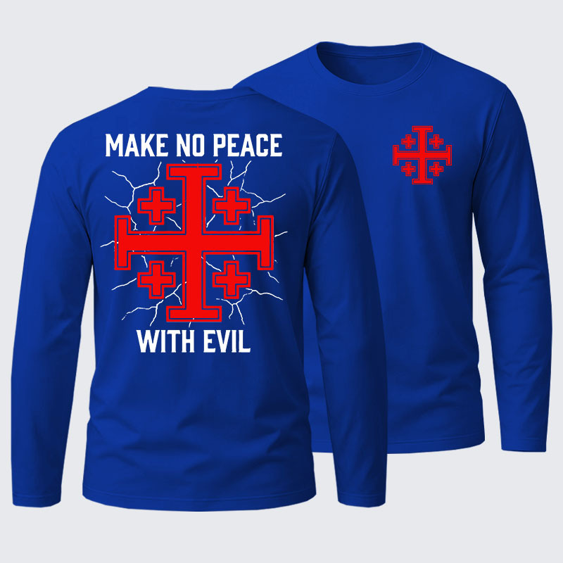 Make No Peace with Evil Knight Templar Jerusalem Cross Cotton Long Sleeve T-Shirt
