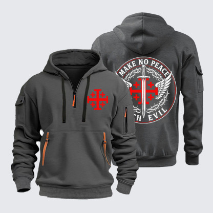 Zipper Hoodies - Make No Peace with Evil Jerusalem Cross