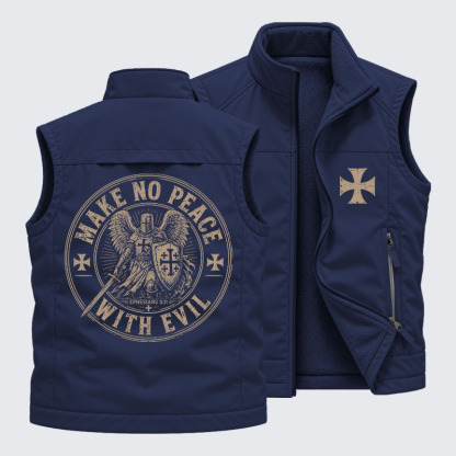 Make No Peace With Evil Reversible Outdoor Fleece-Lined Multi-Pocket Vest