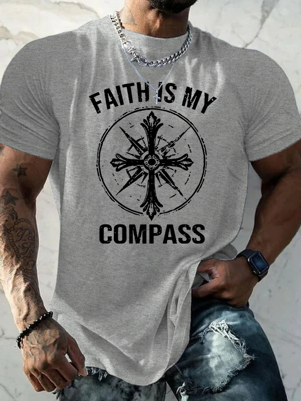 Faith Is My Compass Jesus God Christian Cotton T-Shirt