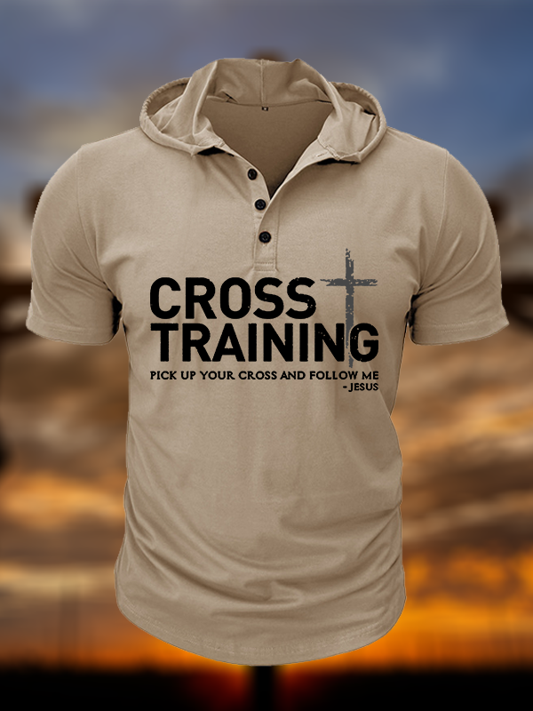 Cross Training Christian Hooded Henley T Shirt