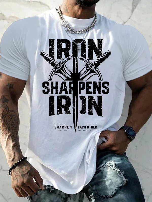 Iron Sharpens Iron Jesus God Christian Cotton T-Shirt