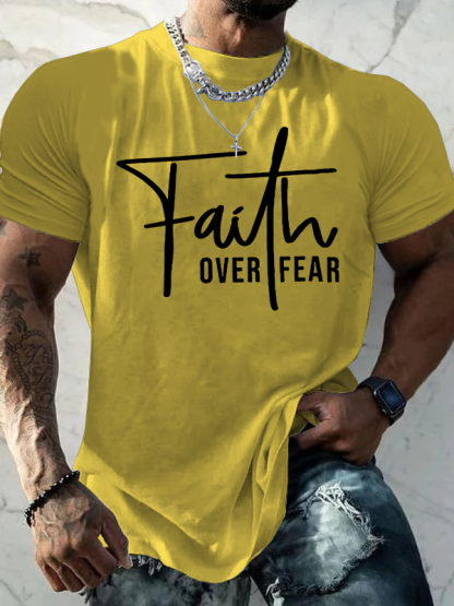 Faith Over Fear Cross Christian Cotton T-Shirt
