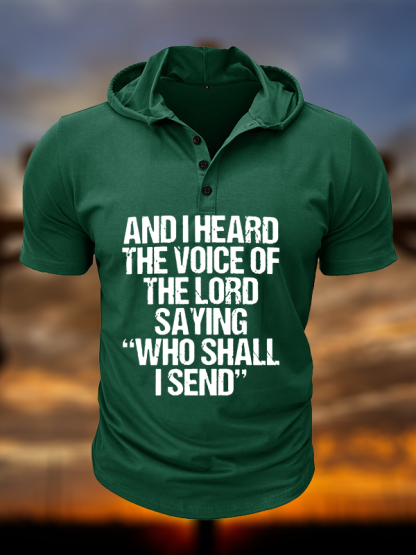 Send Me Isaiah 6:8  Christian Hooded Henley T Shirt