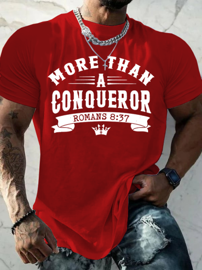 More Than a Conqueror Jesus God Christian Cotton T-Shirt